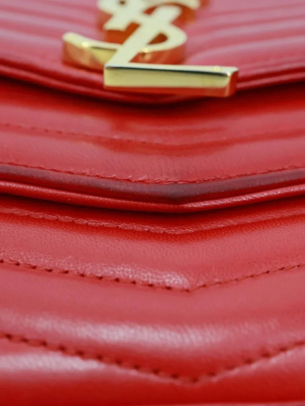 Yves Saint Laurent  Sulpice Matelasse Leather Wallet On Chain Red